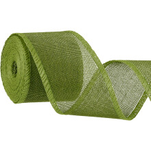 Burlap Wired Ribbons, 2.4inch x 5yards Natural Burlap Weave Ribbon for Home Decor Wreath DIY Crafts, Army Green