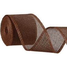 Burlap Wired Ribbons, 2.4inch x 5yards Natural Burlap Weave Ribbon for Home Decor Wreath DIY Crafts, Brown