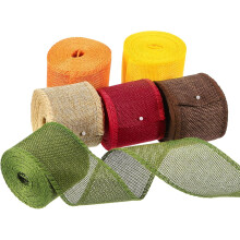 Burlap Wired Ribbons, 2.4inch x 5yards Natural Burlap Weave Ribbon for Home Decor Wreath DIY Crafts, Multicolor,6pcs