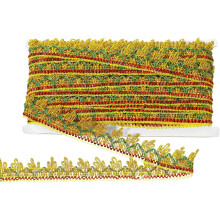 15 Yards 1.2 Inch Metallic Lace Trim Lace Ribbon Decorated Gimp Trim Braid Trim Strip Paillette Sequins Ribbon Trim for DIY Crafts Sewing, Bling Gold