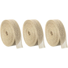 3 Rolls Natural Burlap Fabric Ribbon 1 Inch Burlap Wired Ribbon Tan Jute Linen Rustic Ribbon Rolls for DIY Crafts Home Decoration