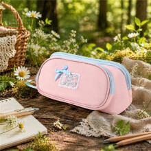 Pink Vintage Triangle Magnetic Pencil Case 1-Pack, Large Capacity for School Gift