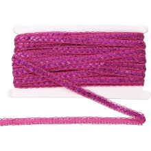 15 Yards 0.4 Inch Metallic Sequin Trim Sparkle Braid Ribbon Sequin Trim Sewing Ribbon for Sewing Craft Dress Costumes, Rose Red