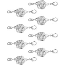 8Pcs Jewelry Clasps, Rose Clasps Locking Closures with Lobster Clasps for Bracelet Necklace DIY Making Wedding Jewelry Accessories (Silver)