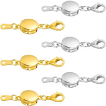 6Pcs Jewelry Clasps, Oblate Clasps Locking Closures with Lobster Clasps for Bracelet Necklace DIY Making Wedding Jewelry Accessories (Silver, Gold)