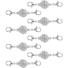 8Pcs Jewelry Clasps, Round Clasps Locking Closures with Lobster Clasps for Bracelet Necklace DIY Making Wedding Jewelry Accessories (Silver)