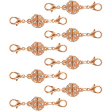 8Pcs Jewelry Clasps, Round Clasps Locking Closures with Lobster Clasps for Bracelet Necklace DIY Making Wedding Jewelry Accessories (Rose Gold)
