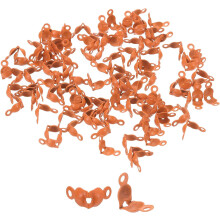 200pcs Open Bead Tips Knot Covers, 1mm Metal Clamshell Crimp Fold-Over Calotte Ends Caps for DIY Bracelets Necklaces Crafts Jewelry Making, Orange