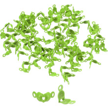 200pcs Open Bead Tips Knot Covers, 1mm Metal Clamshell Crimp Fold-Over Calotte Ends Caps for DIY Bracelets Necklaces Crafts Jewelry Making, Green