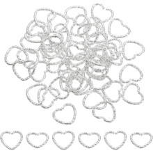 50Pcs Open Jump Rings, 14mm Heart Shape Twisted Connectors for DIY Crafts Bracelet Necklaces Jewelry Making, Silver