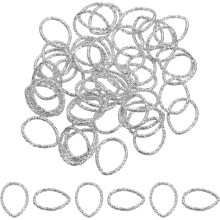 50Pcs Open Jump Rings, 14mm Twisted Teardrop Shape Connectors for DIY Crafts Bracelet Necklaces Jewelry Making, White Gold
