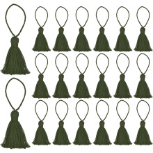 20pc Chunky Bookmark Tassels 4.3 Inch Hanging Loop Mini Tassels for DIY Craft, Jewelry Making, Graduation Handmade, Deep Green