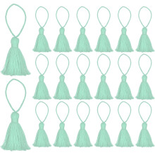20pc Chunky Bookmark Tassels 4.3 Inch Hanging Loop Mini Tassels for DIY Craft, Jewelry Making, Graduation Handmade, Aquamarine