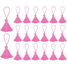 20pc Chunky Bookmark Tassels 4.3 Inch Hanging Loop Mini Tassels for DIY Craft, Jewelry Making, Graduation Handmade, Dark Pink