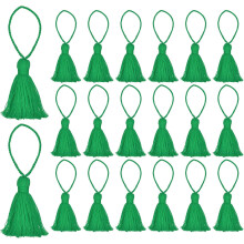 20pc Chunky Bookmark Tassels 4.3 Inch Hanging Loop Mini Tassels for DIY Craft, Jewelry Making, Graduation Handmade, Jungle Green