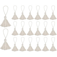 20Pcs Chunky Bookmark Tassels 4.3 Inch Hanging Loop Small Tassels Soft Mini Tassels for DIY Craft, Jewelry Making, Graduation Handmade, Milky White