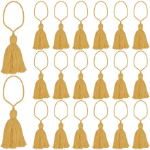 20pc Chunky Bookmark Tassels 4.3 Inch Hanging Loop Mini Tassels for DIY Craft, Jewelry Making, Graduation Handmade, Metallic Gold