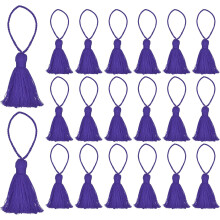 20pc Chunky Bookmark Tassels 4.3 Inch Hanging Loop Mini Tassels for DIY Craft, Jewelry Making, Graduation Handmade, Violet-Blue