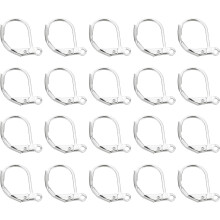 100Pcs LeverBack Earring Hooks French Ear Wire LeverBack Earring Hook Clip DIY Earrings for Earrings Jewelry Making, White Gold