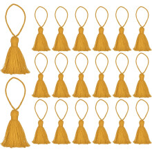 20Pcs Chunky Bookmark Tassels 4.3 Inch Hanging Loop Small Tassels Soft Mini Tassels for DIY Craft, Jewelry Making, Graduation Handmade, Golden