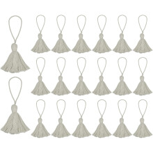 20pc Chunky Bookmark Tassels 4.3 Inch Hanging Loop Soft Mini Tassels for DIY Craft, Jewelry Making, Graduation Handmade, Pale Brown