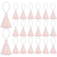 20pc Chunky Bookmark Tassels - 4.3 Inch Hanging Loop Soft Mini Tassels for DIY Craft, Jewelry Making, Graduation Handmade, Very Pale Pink