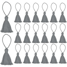 20pc Chunky Bookmark Tassels 4.3 Inch Hanging Loop Mini Tassels for DIY Craft, Jewelry Making, Graduation Handmade, Metallic Silver