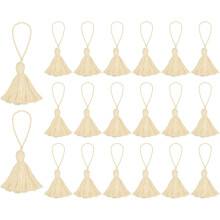20pc Chunky Bookmark Tassels 4.3 Inch Hanging Loop Mini Tassels for DIY Craft, Graduation Handmade, Natural White