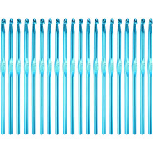 20Pcs Aluminum Crochet Hook 5.0mm US Size H (Size 8) Knitting Needles for DIY Craft Yarn Blue