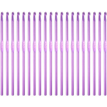 20Pcs Aluminum Crochet Hook 4.5mm US Size 7 Knitting Needles for DIY Craft Yarn Purple