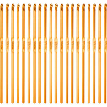 20Pcs Aluminum Crochet Hook 3.5mm US Size E (Size 4) Knitting Needles for DIY Craft Yarn Gold Tone
