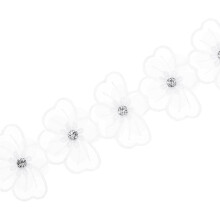 Flower Lace Trim Ribbon, 3Yards Fabric Embroidered 5.5cm Width Polyester Applique for Wedding DIY Craft Decoration, White