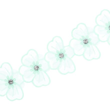 Flower Lace Trim Ribbon, 3Yards Fabric Embroidered 5.5cm Width Polyester Applique for Wedding DIY Craft Decoration, Light Green