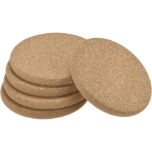100mm(3.94") Round Coasters 10mm Thick Cork Cup Mat Pad Round Edge 5pcs