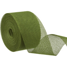 Burlap Ribbon,2 Inch Wide 10 Yards Burlap Wired Ribbon for Gift Wrapping Home Wedding Decor, Army Green