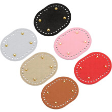 Oval Bag Bottom Shaper Pad, 6Pcs 145 x 110mm PU Leather Bags Cushion Base for Handbag, Black+Brown+Gold+Silver+Red+Pink