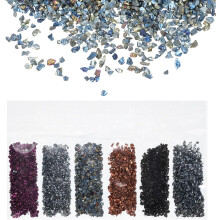 Crushed Glass High Luster Chips 1-3mm 30g Irregular Glass Metallic Crystal Chips for Resin Arts Craft DIY Vase Filler Jewelry Making Decoration, 6 Col