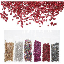 Crushed Glass High Luster Chips 1-3mm Broken Glass Pieces Irregular Glass Metallic Crystal Chips for Nail Arts Craft DIY Vase Filler Jewelry Making De