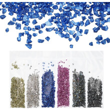 6 Colors Crushed Glass Glitters 2-4mm Irregular Chips Sequins Metallic Chunky Glitters for Resin Art, Nail Craft (Verdigris/Silver/Blue/Pink/Mixed Col