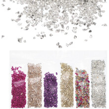 Crushed Glass High Luster Chips 1-3mm 29g Broken Glass Pieces Irregular Glass Metallic Crystal Chips for Resin Arts Craft DIY Vase Filler Jewelry Maki