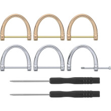 D-Rings Screw in Shackle, 6Pcs 0.63 Inch Zinc Alloy Horseshoe U Shape D Ring Buckles with Screwdriver for Purse DIY Leather Craft Keychain, Gold/Silve
