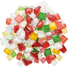 500g/1.1lb Mixed Color Irregular Glass Mosaic Tiles, 400 Pcs Glitter Crystal Glass Mosaic Tiles Stained Glass Piece for DIY Art Crafts, Mixed Khaki Re