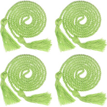 4Pcs Graduation Honor Cord 67" with Tassel Polyester Braided Honor Cord Graduation Ropes for Graduation Party Ceremonies Graduates (Light Green)