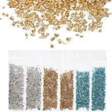 Crushed Glass High Luster Chips 1-3mm 29g Irregular Glass Metallic Crystal Chips for Nail Arts Craft DIY Vase Filler Jewelry Making Decoration, 6 Colo