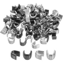 80Pcs Zipper Slider Retainers - #8 U Shape Top Stoppers for Bags Coats Jackets Closed-end Zippers Replacing, Metallic Black & Silver Tone