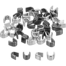 40Pcs Zipper Slider Retainers - #3 U Shape Top Stoppers for Bags Coats Jackets Closed-end Zippers Replacing, Metallic Black & Silver Tone