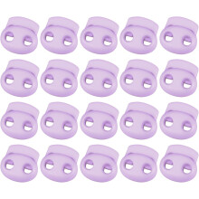 Plastic Spring Cord Locks, 20Pcs Shoe Lace Tie Lock, Double-Hole Slider Toggles Clip End Stopper Fastener for Drawstrings Paracord (Light Purple)