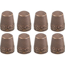 Sewing Thimble Finger Protector, 4 Pcs Metal Finger Shield Ring for Hand Sewing, Craft Accessories DIY Sewing Tools, Red Bronze