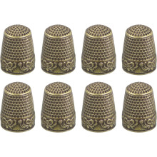 Sewing Thimble Finger Protector, 8 Pcs Metal Finger Shield Ring for Hand Sewing, Craft Accessories DIY Sewing Tools, Bronze
