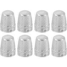 Sewing Thimble Finger Protector, 8 Pcs Metal Finger Shield Ring for Hand Sewing, Craft Accessories DIY Sewing Tools, Silver